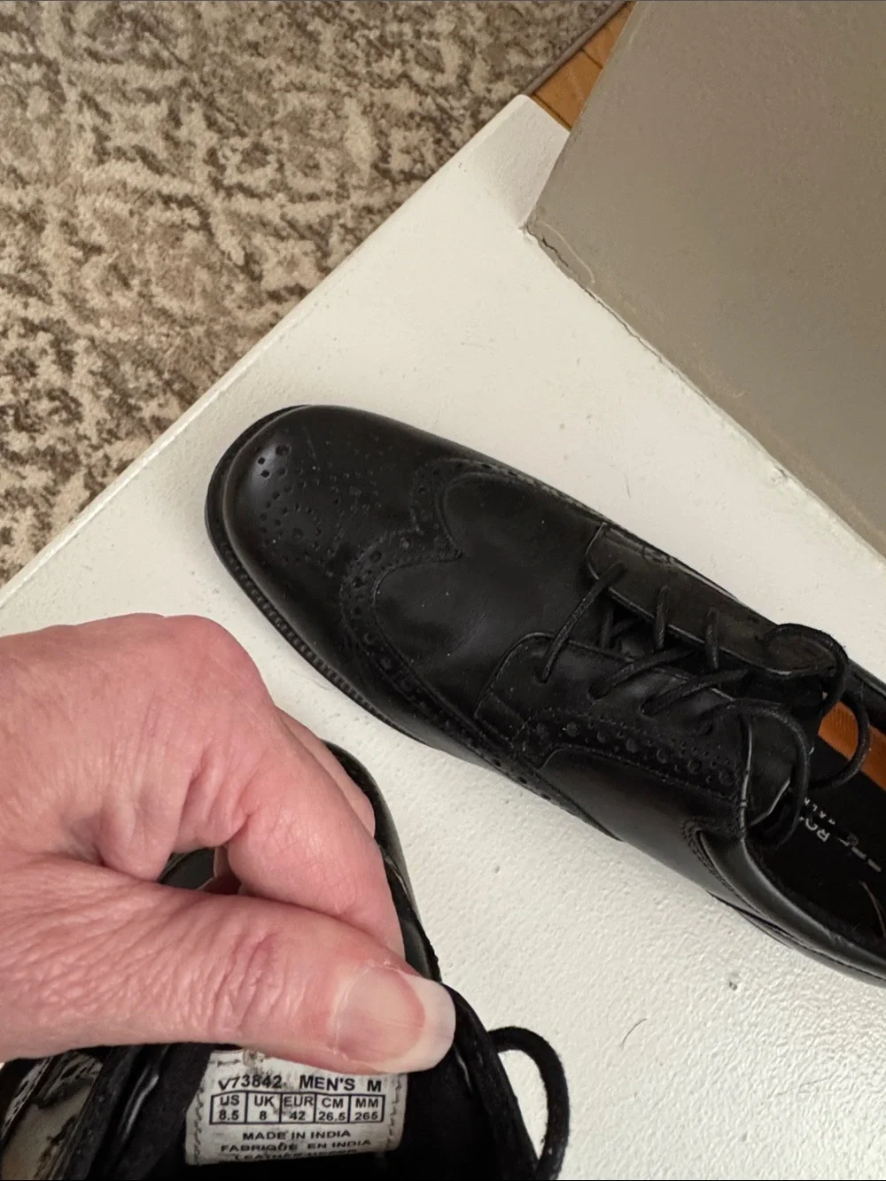 Rockport Men's Black Leather Wingtip Oxfords